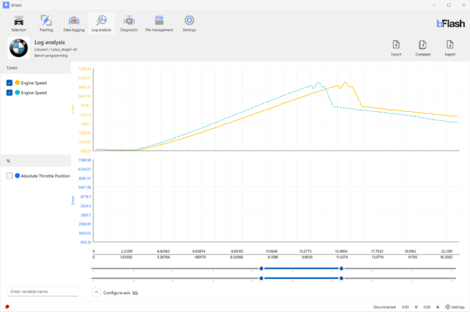 Car tuning software interface