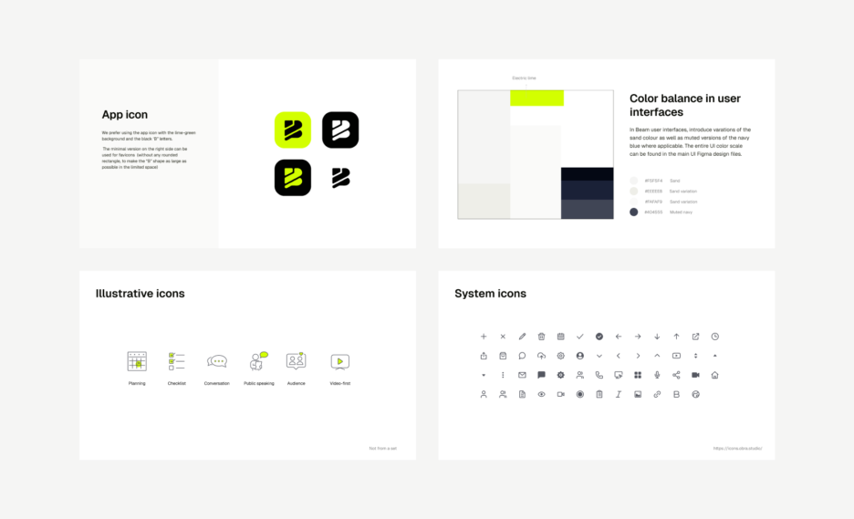 Part of the Beam brand guide, where we took an existing logo and documented and evoved the brand.