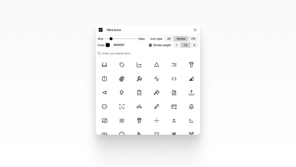 Obra Icons plugin for Figma